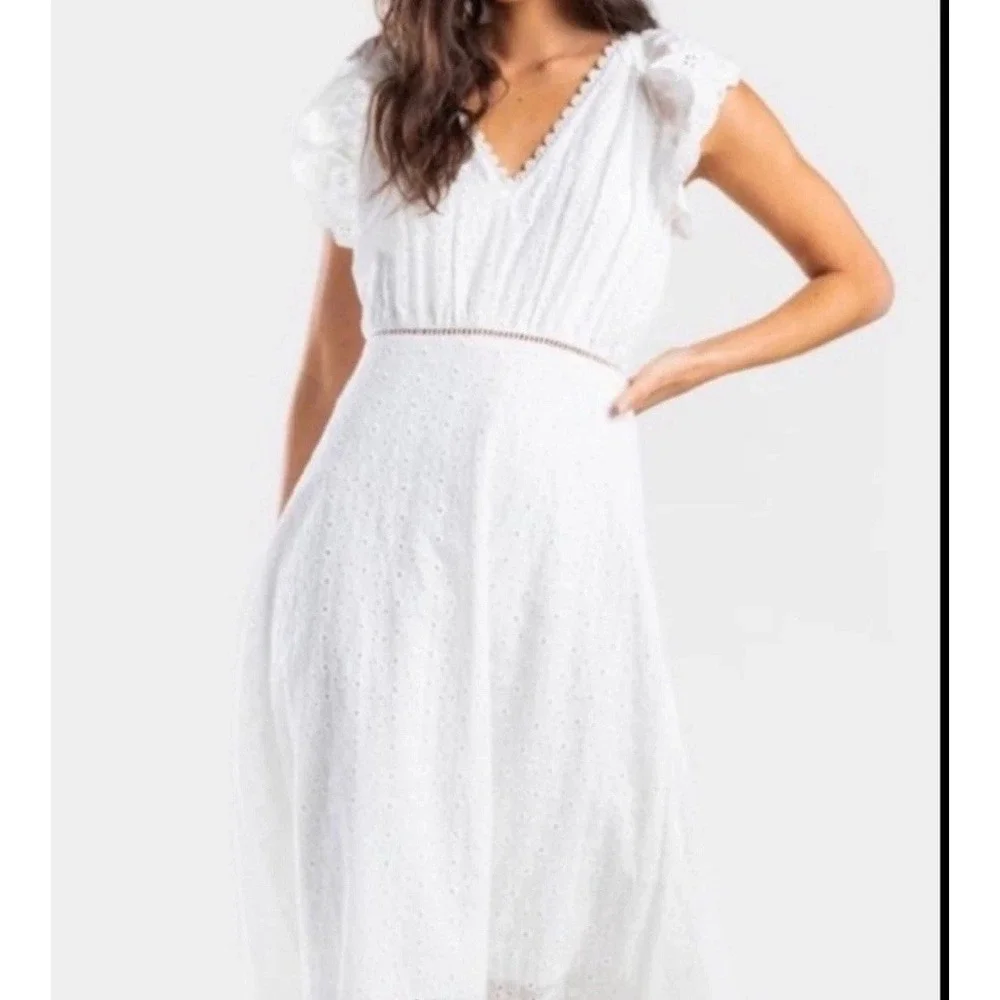 Francescas Blue Rain Eyelet Lace Dress Med Flutter Coquette Girly Romantic Frill